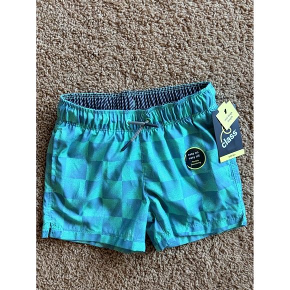 Cat & Jack Other - Cat & Jack Green Checkered Swim Trunk Shorts Built In Briefs Boys 4/5 NEW NWT